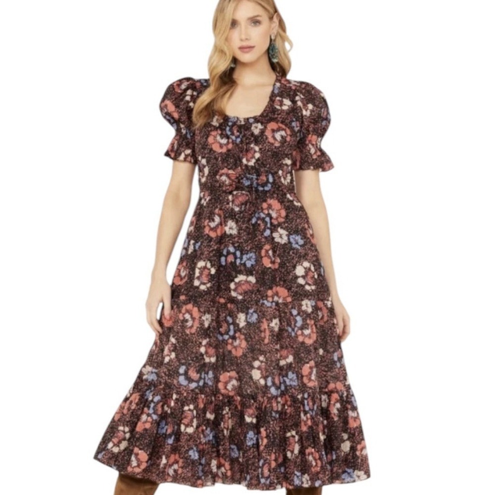 Cleobella Caroline Maxi Dress Women's Small Floralβ Elastic Waist Pockets NWOT